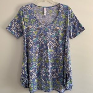 LuLaRoe Perfect Tee Blue Pattern